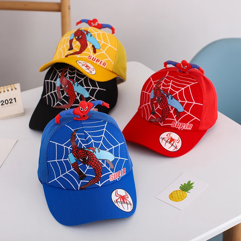 夏天儿童网帽男女宝宝遮阳棒球帽2-4-6岁孩子春秋季蜘蛛侠防晒帽7