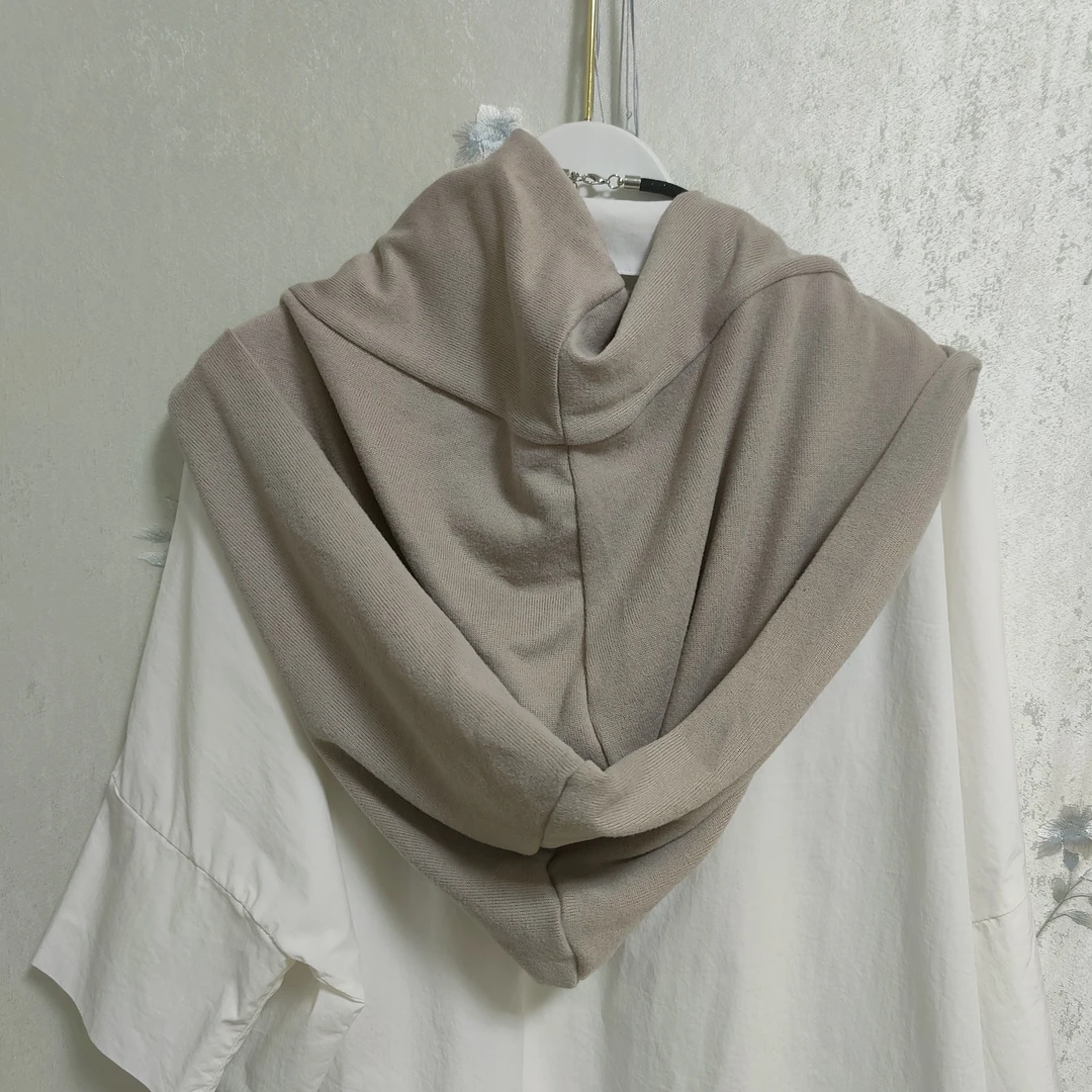 法式纯色围巾连帽