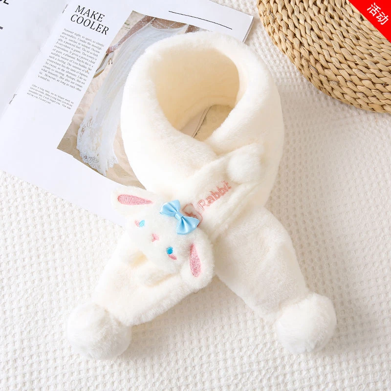 儿童围巾男女童超萌可爱毛绒保暖小兔子婴儿韩版卡通冬季宝宝围脖