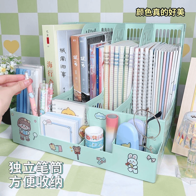 桌面文件架收纳盒多层文件框办公A4资料架学生书本立式书架置物架