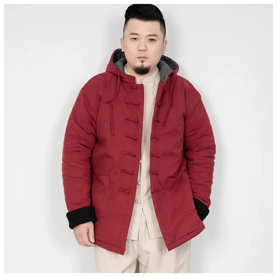 男士冬季新款中式盘扣棉服加厚保暖连帽棉衣棉袄中国风复古外套