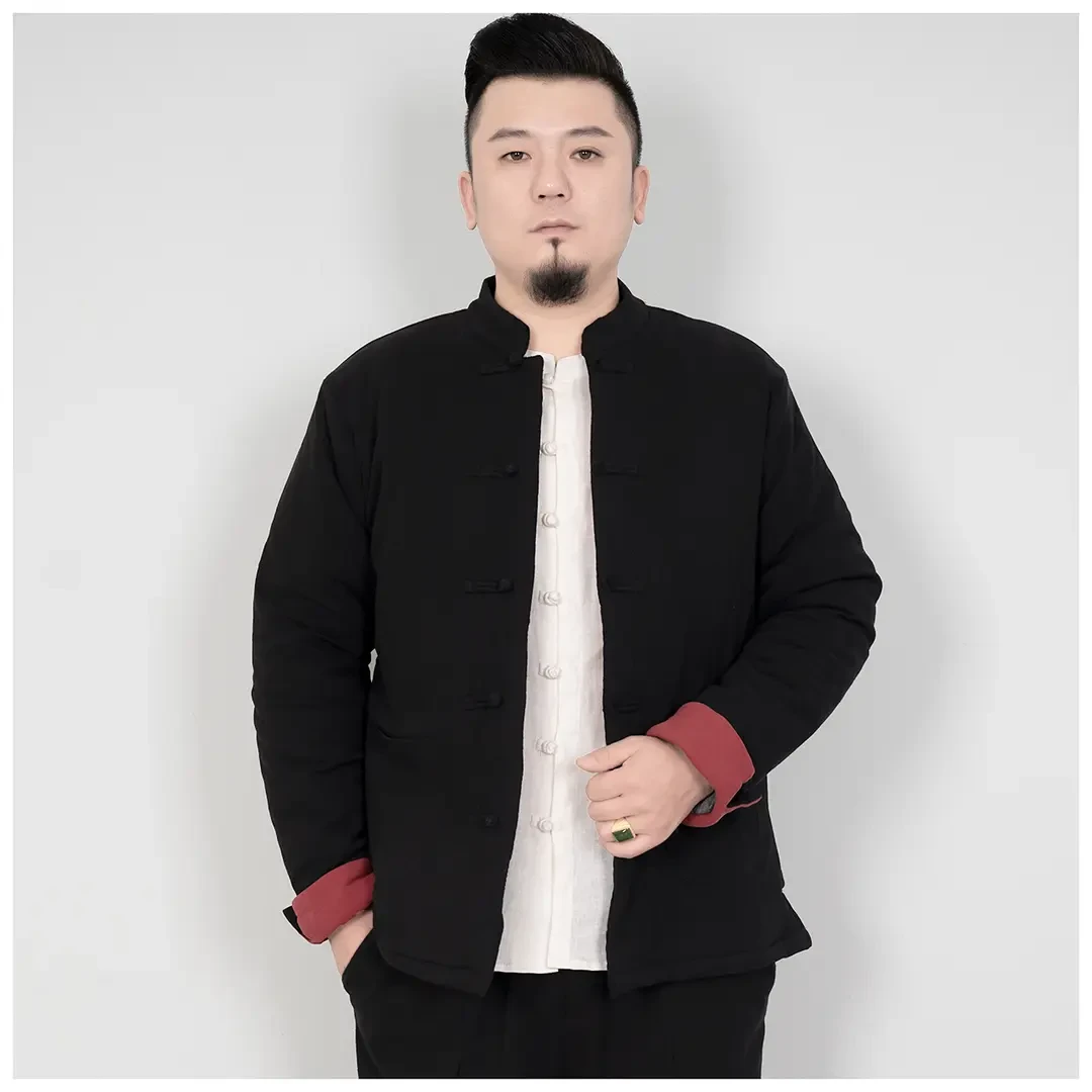 麻圃冬季男款加棉加厚棉衣中国风立领盘扣弹力棉袄保暖棉服外套