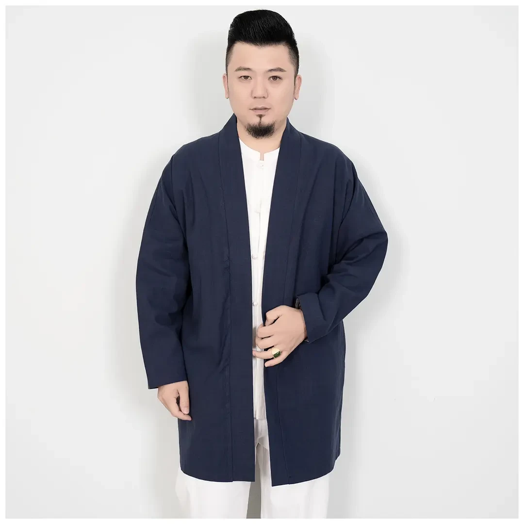 秋装新款男士中长款汉服中式男款风衣外套棉麻休闲复古长袖开衫
