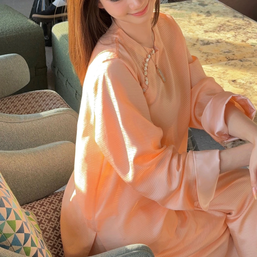 橘子味的夏天 柔和桃 非遗杭罗七梭衣服FF22557