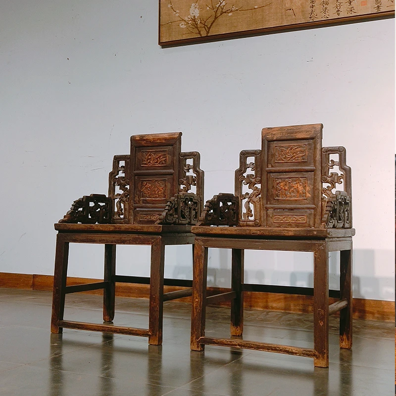 太师椅2把明清老家具古典复古家用老式家具实木椅子雕花客厅桌椅
