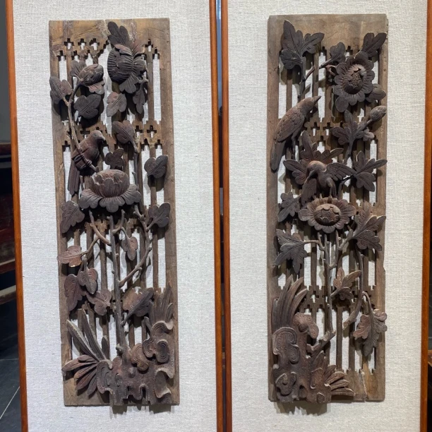 木雕花板铁力木挂件99*31㎝