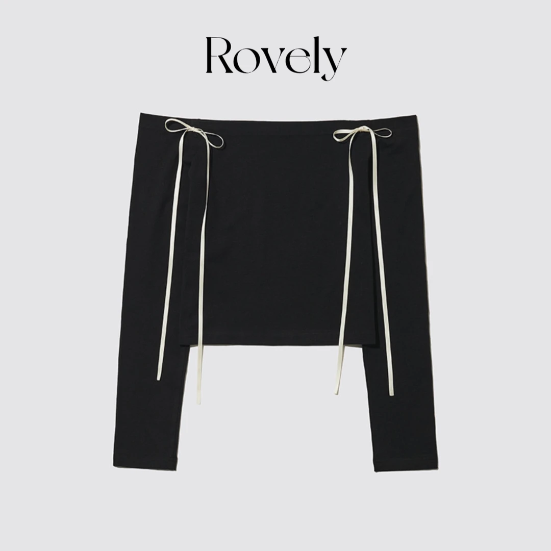 Rovely【初恋一字肩】原单定制黄恩妃同款一字领飘带绑带ns针织长袖