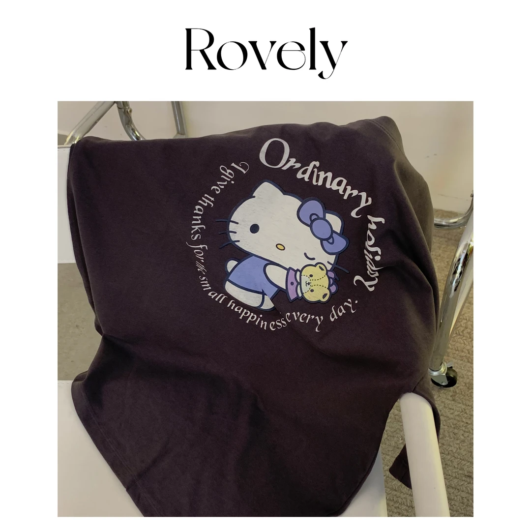 Rovely崔崔【Jisoo同款Kt猫】韩国原单定制金智秀同款猫咪印花短袖T