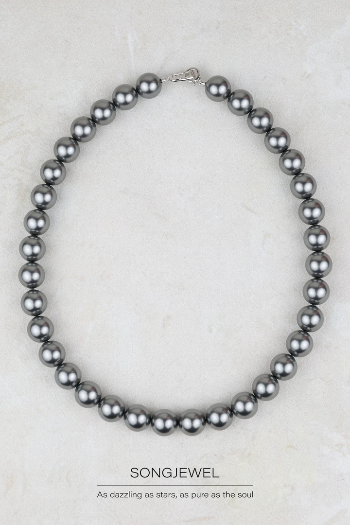 链子925银 施家项链串珠颈链饰品百搭时尚黑色简约经典链长43cm