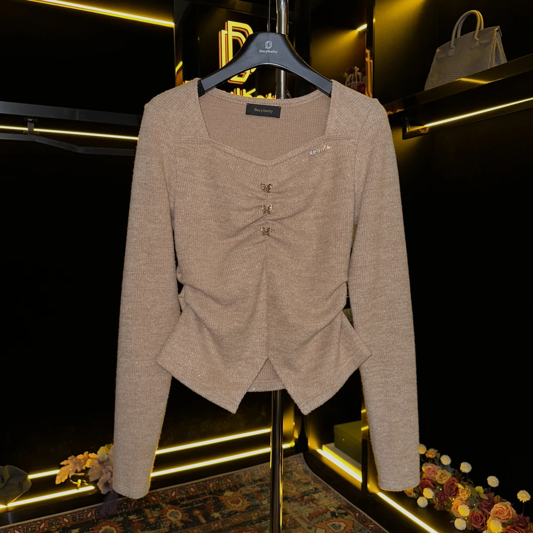 轻奢百搭修身冬季时尚气质设计感显瘦长袖上衣SM B1498