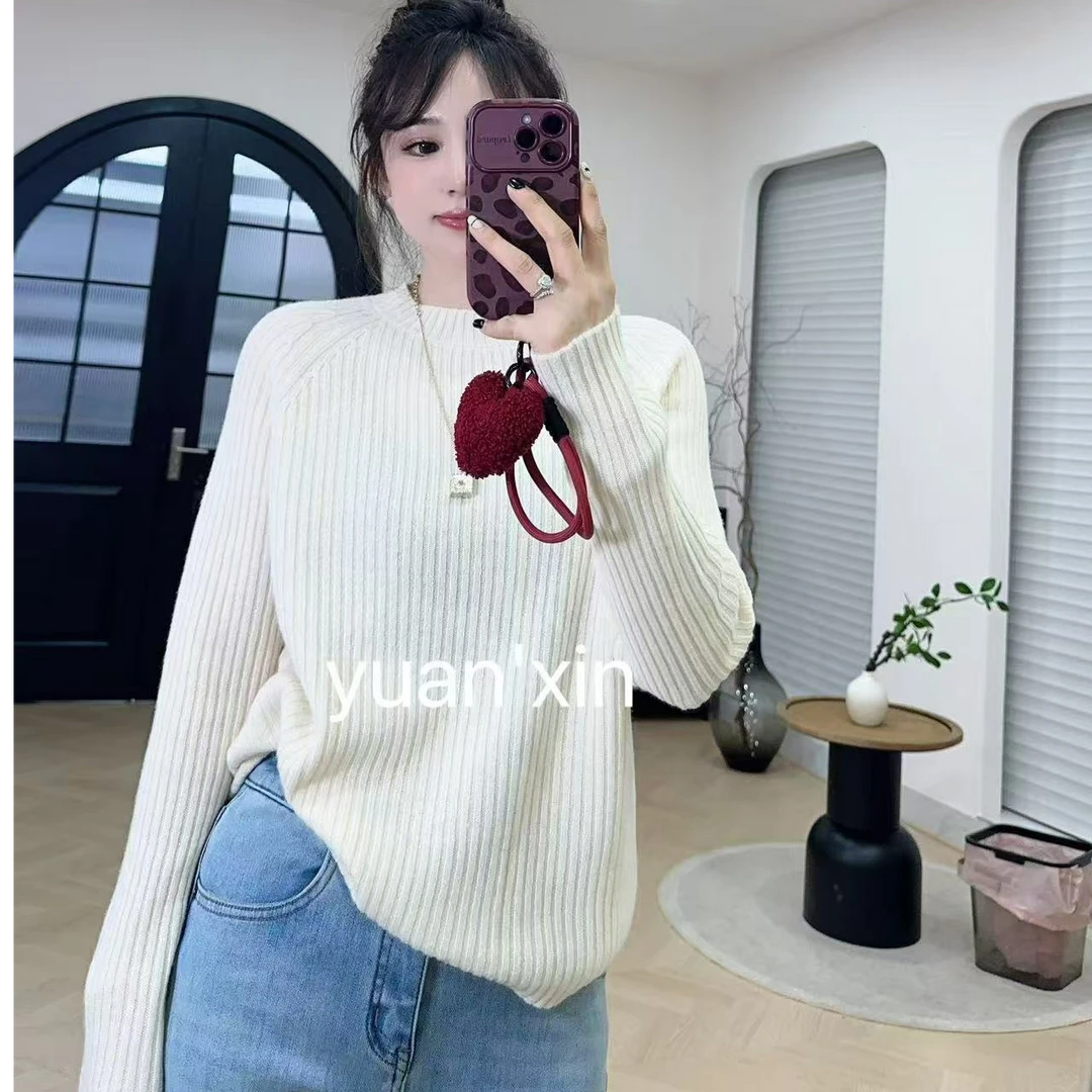 YX六 MY2012081新款中领坑条毛衣羊毛衫百搭时尚韩版