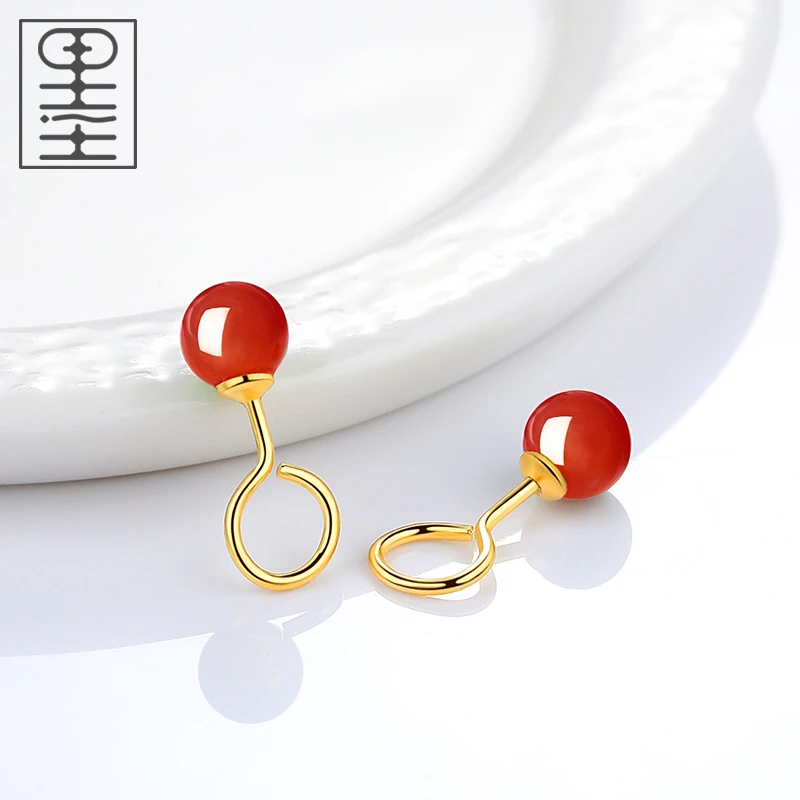 黄金耳钉红色本命年足金耳环足金耳钉黄金耳饰足金金耳饰黄金耳环