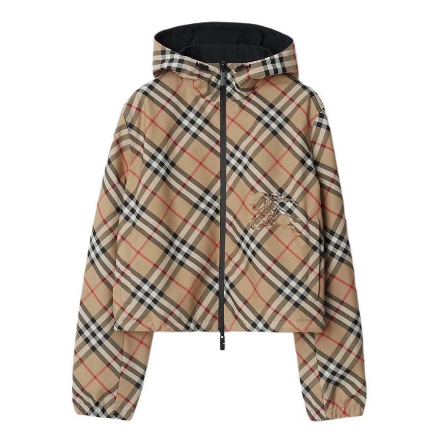 全新未使用 BURBERRY/博柏利 女士新款斜格纹刺绣标双面夹克外套