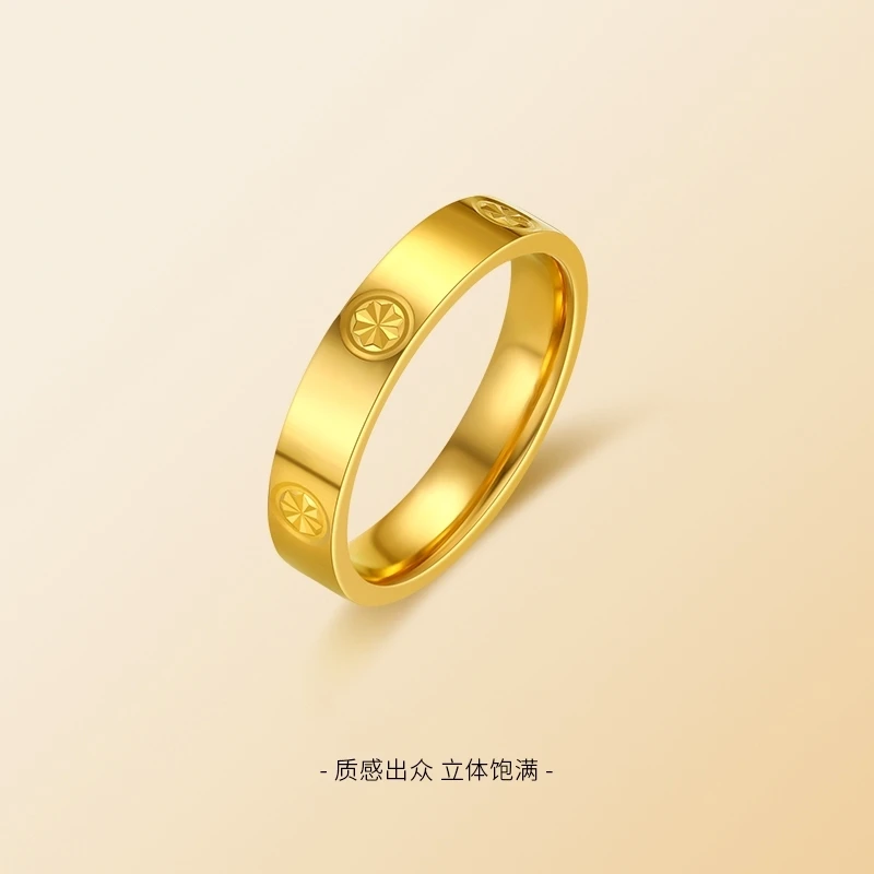 足银戒指 宽卡家同款钻纹戒指简约素圈光面指环时尚情侣百搭对戒