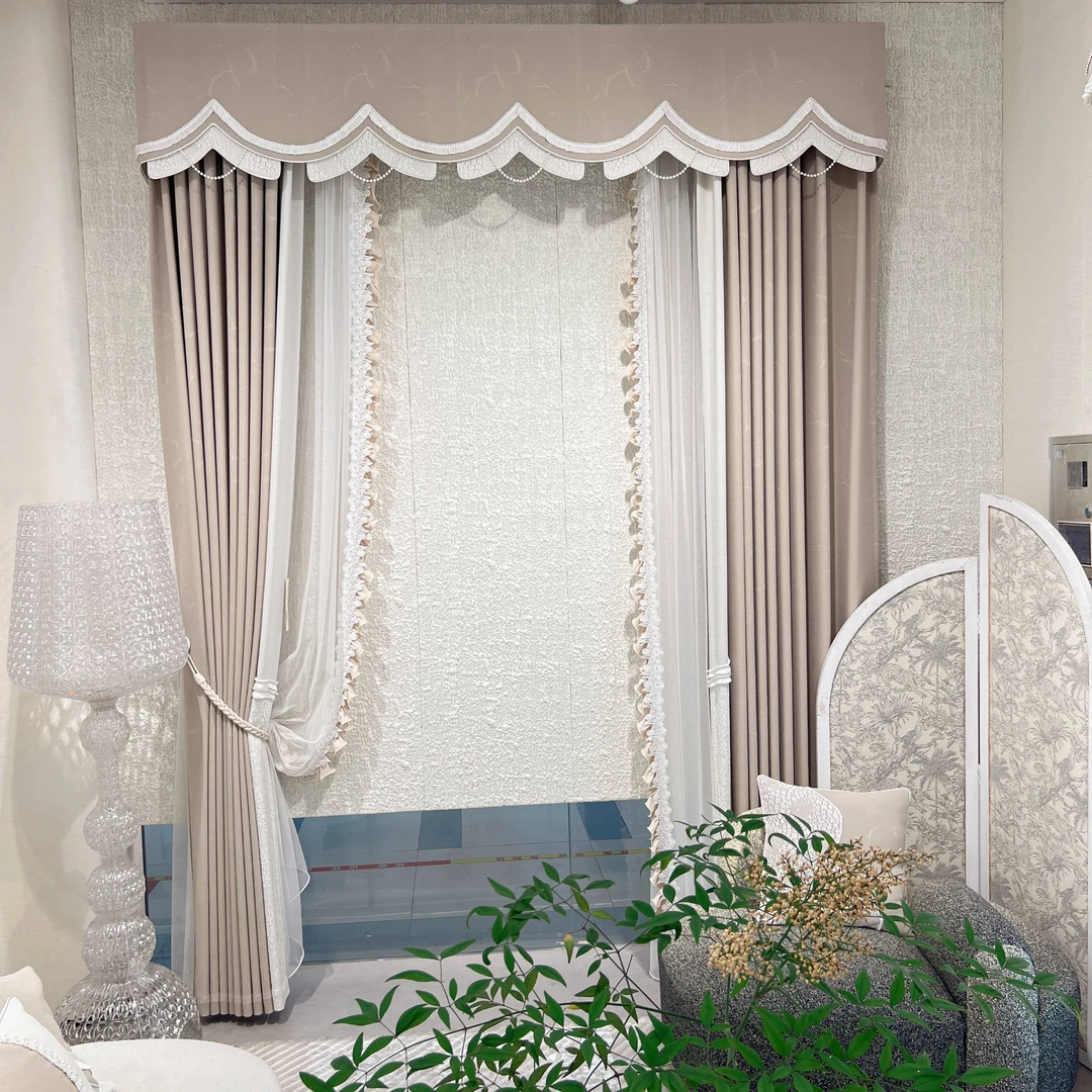 陈小鱼-820-13榛果拿铁浮雕提花金丝高精密法式别墅客厅卧室窗帘