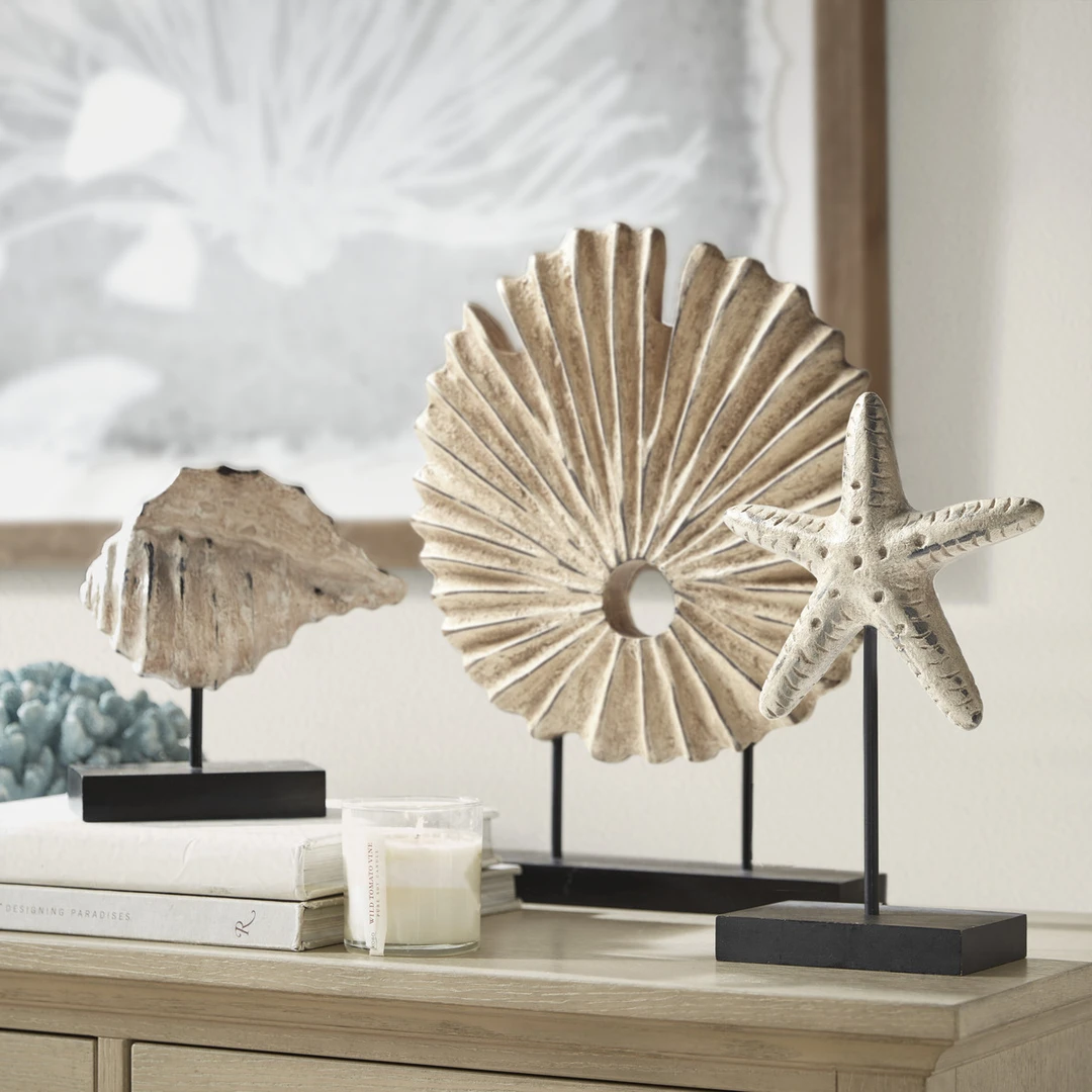 Spiral木制珊瑚/海星/海螺摆件-115619/115620/115621