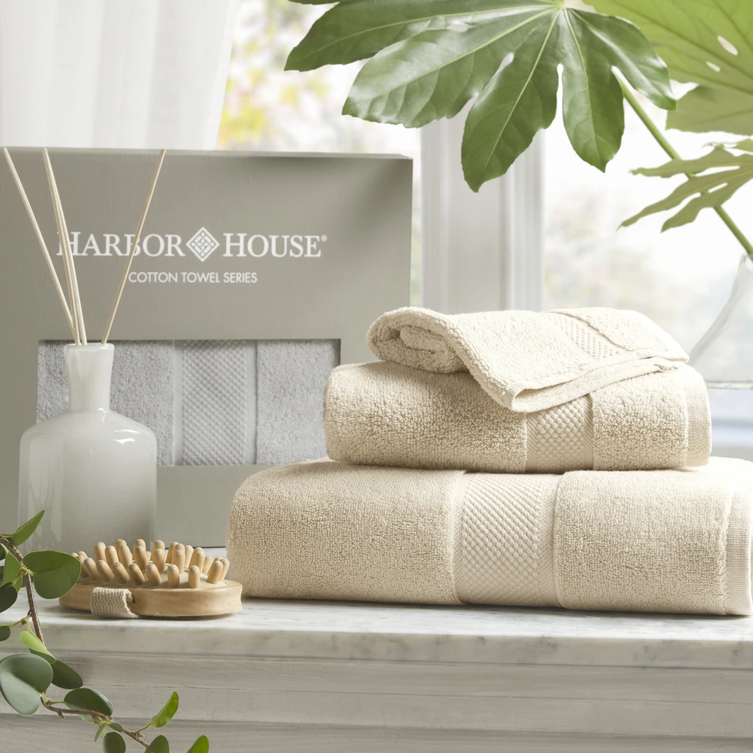 全棉毛巾三件套-卡其色116531/浅灰色116532