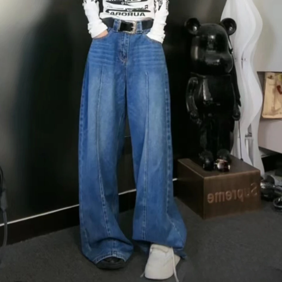 DA-J小众设计款百搭显高显瘦直筒阔腿牛仔裤