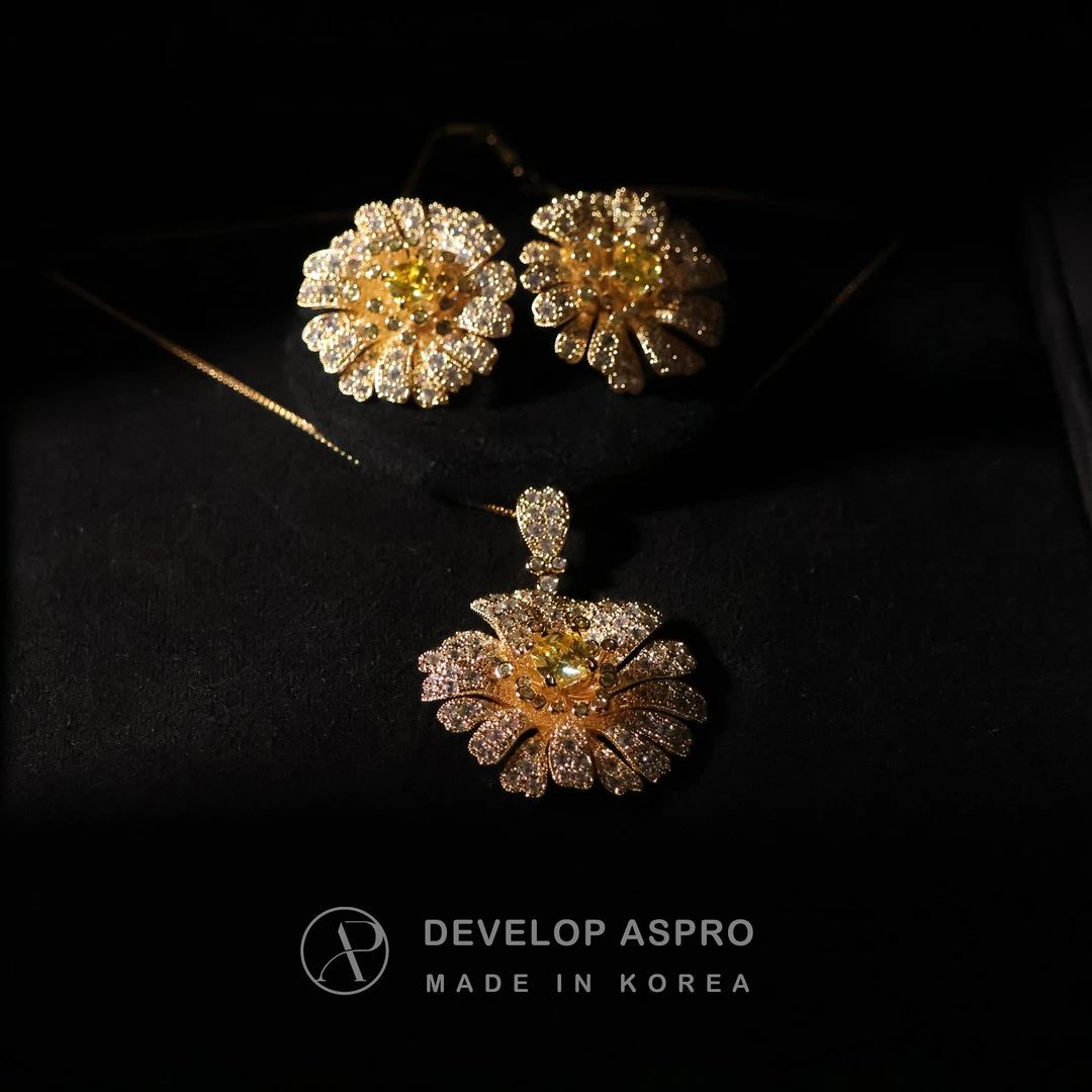 铜合金项链  【现货】铜合金仿水晶首饰 韩国新款耳钉项链SP68