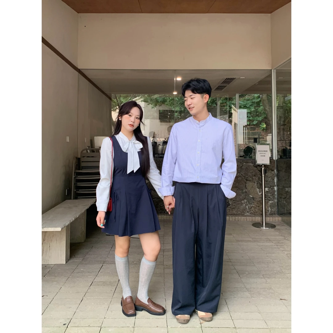 KMZY/KMZY山_山【韩范欧尼】微胖女装韩版条纹拼接假两件显瘦连衣裙