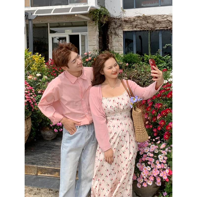 KMZY/KMZY山_山【春日浪漫】微胖女装韩系甜美郁金香花朵吊带连衣裙