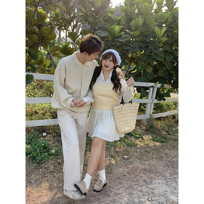 KMZY/KMZY 山_山【黄桃曲奇】微胖女装韩系气质温柔波点长袖连衣裙