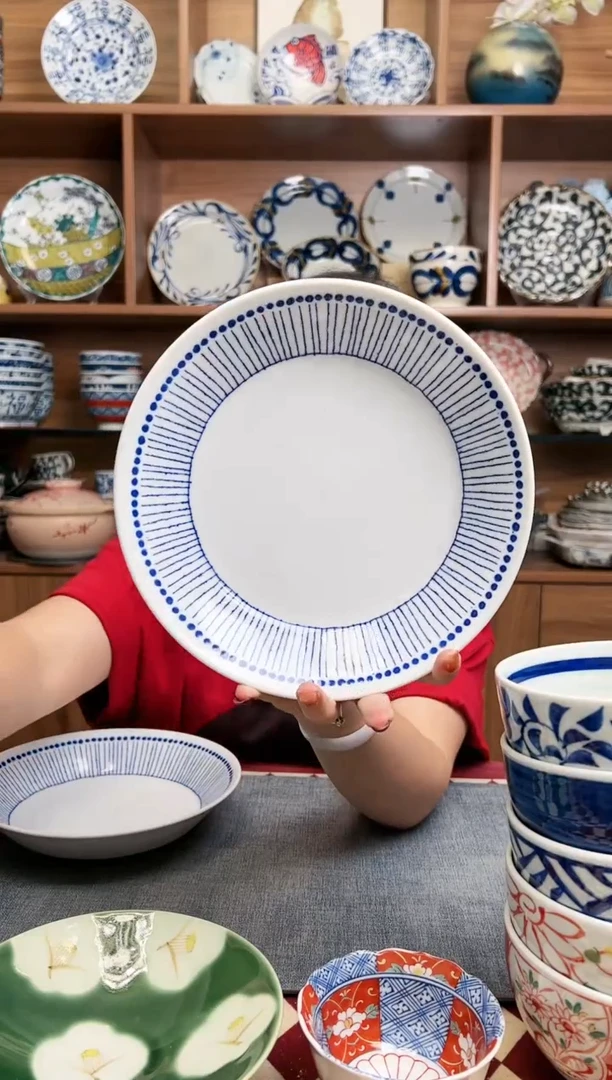【闪购商品】瓷片【微瑕】苍十草20.5cm深盘