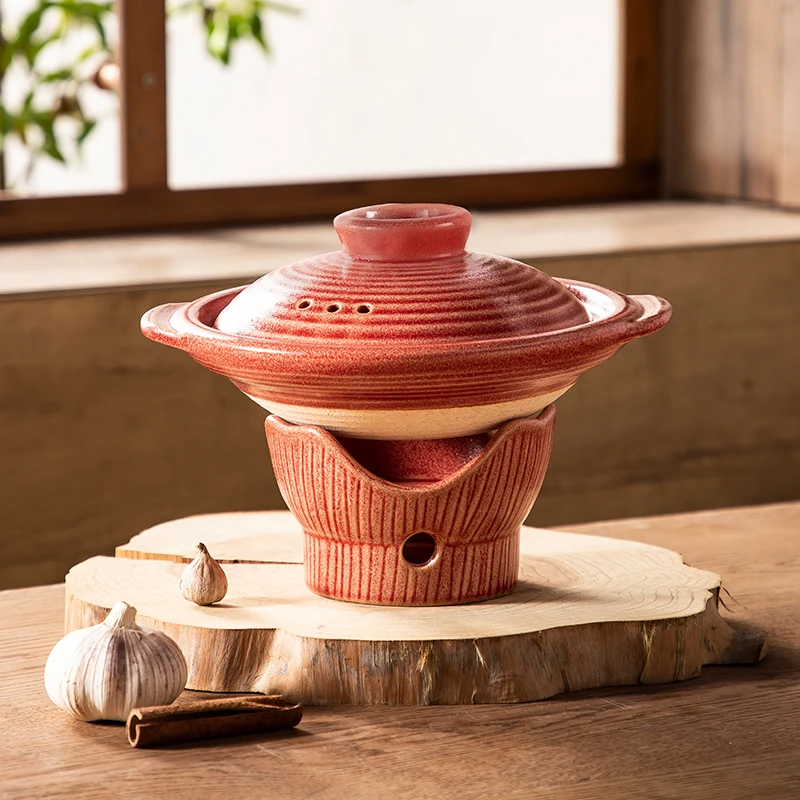 万土烧雨田乔木家用红色砂锅浅锅煲仔饭锅专用锅料理土锅陶土小锅