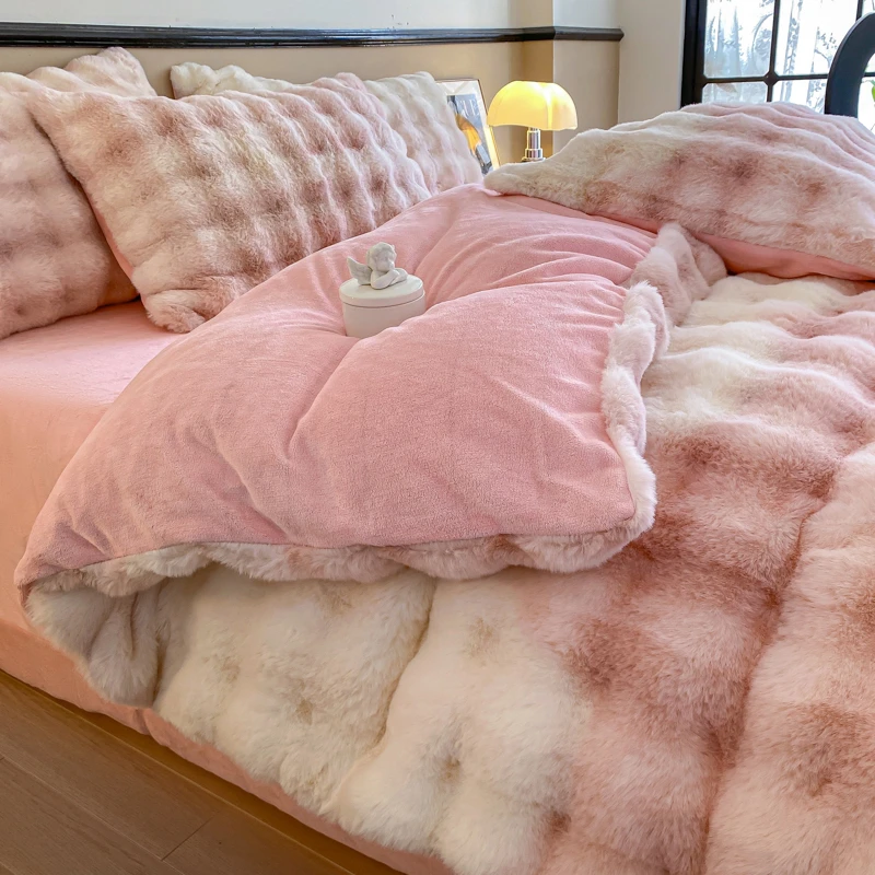 【升级绒兔兔四件套】加厚牛奶绒床单被套加绒被罩宝宝绒短绒双面绒