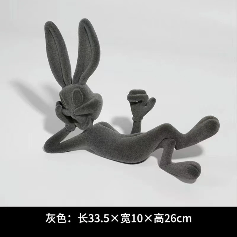 简约卡通兔八哥家居客厅手工装饰品创意植绒家居摆件轻奢家居摆件