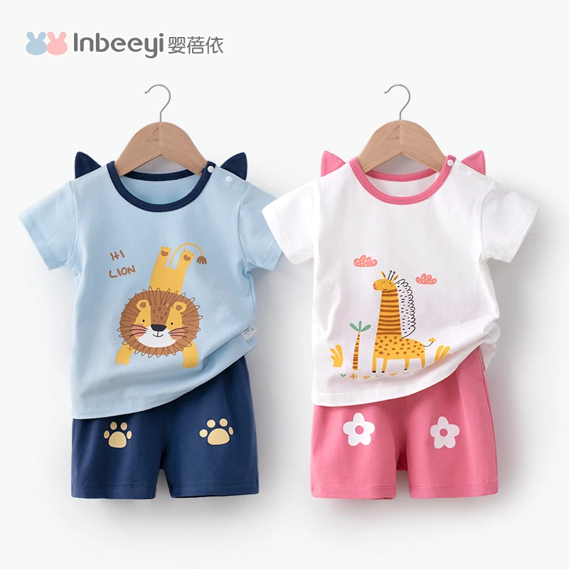 儿童夏季薄款套装婴幼儿短袖短裤3岁小童男女宝宝日常短袖套装