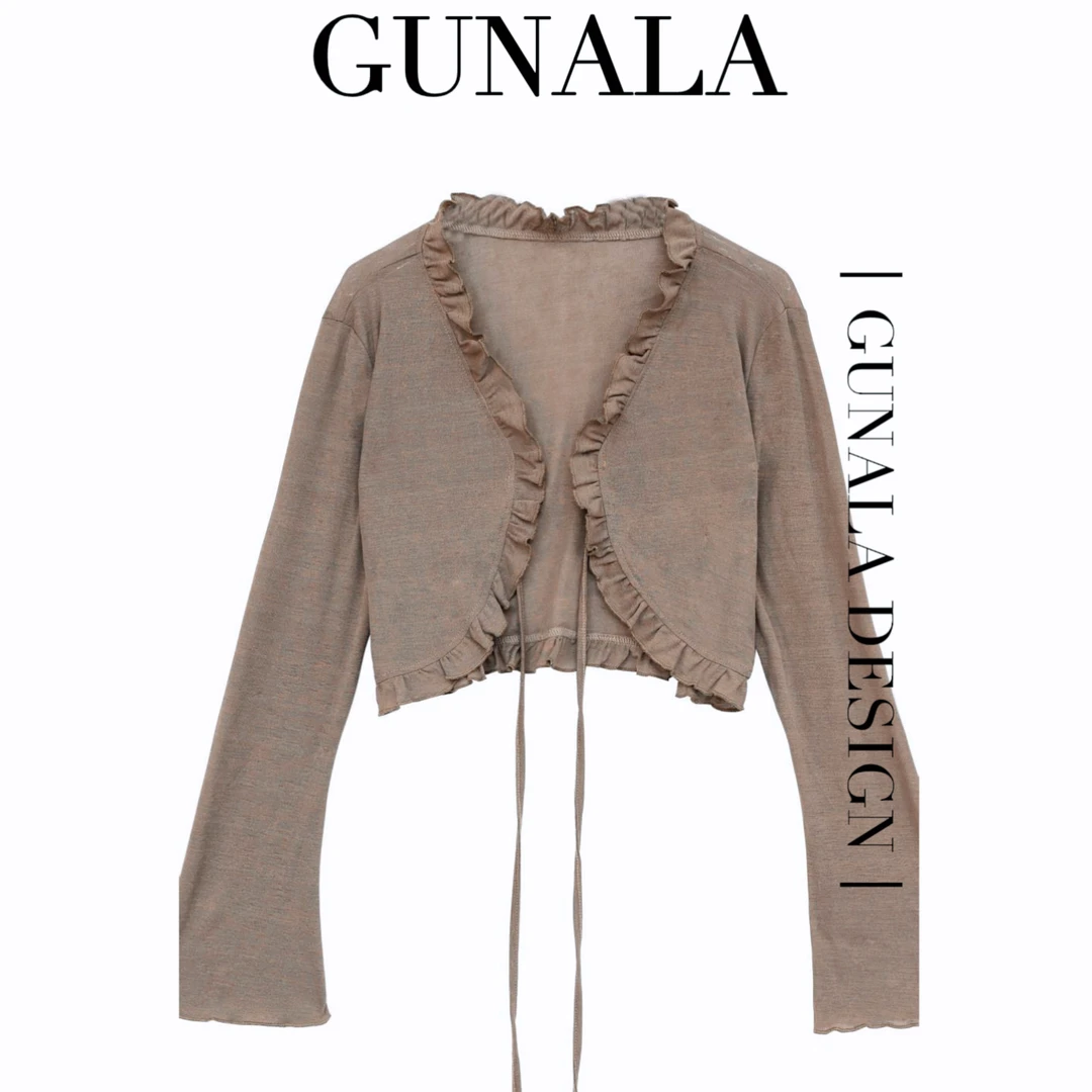 巨巨巨百搭的长袖网纱透气坎肩微喇修身袖外搭外套E02-1