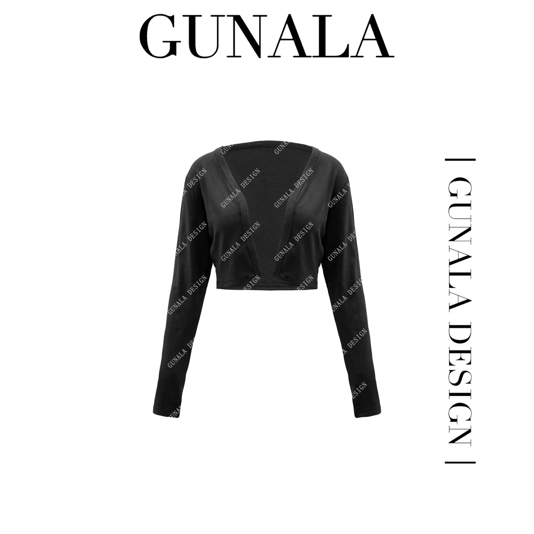 GUNALA DESIGN半糖摩卡大码轻奢时尚设计感百搭针织小开衫-E222