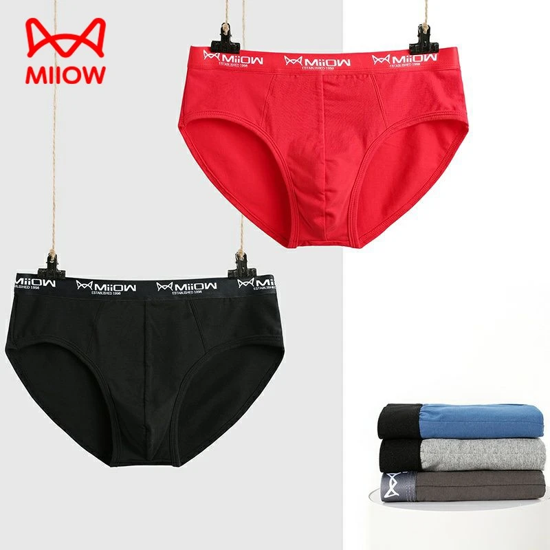 MiiOW/猫人男士内裤纯棉三角夏季透气无痕宽松打底平角短裤舒适