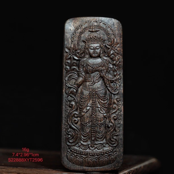 阿九沉香正文莱黑棋沉水 绿度母 吊坠16g味道控