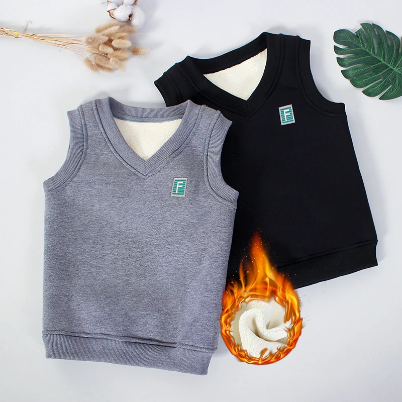 儿童保暖背心春秋男童马甲加绒加厚中大童马夹内穿保暖宝宝坎肩冬