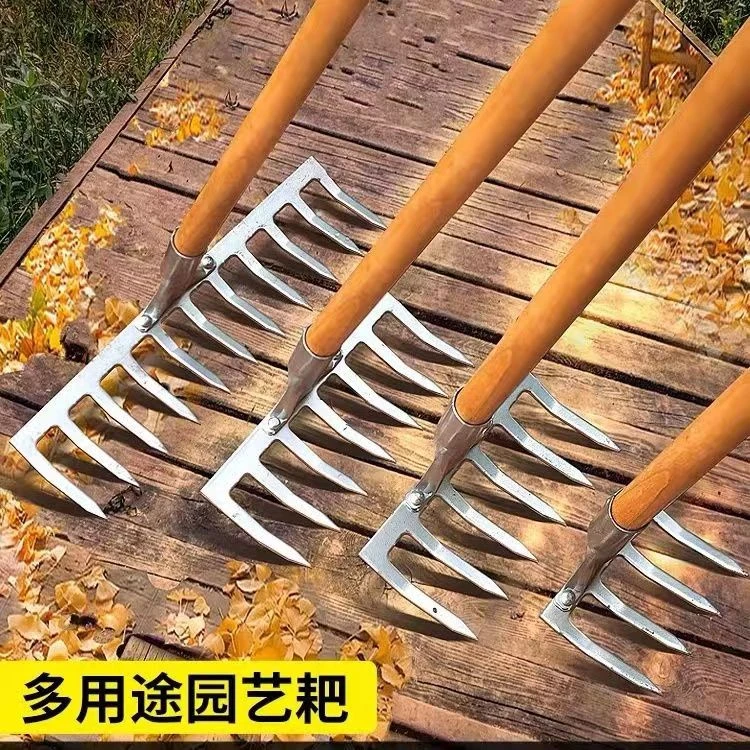 锰钢耙子松土搂草加厚钉耙全钢多功能耙子农用工具