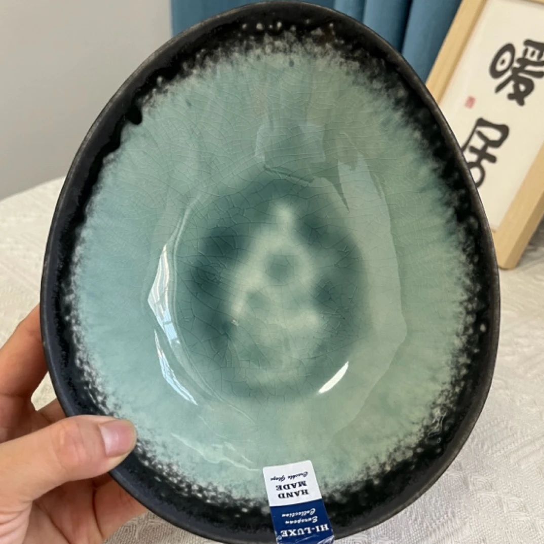 0047 异形冰裂釉面汤碗复古沙拉碗微瑕