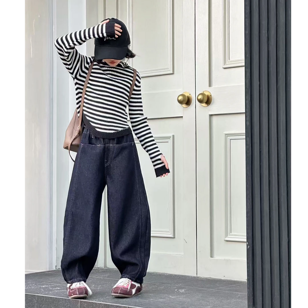 加绒【不掉色牛仔】冬季新款女童潮童时尚定制百搭不掉色牛仔裤