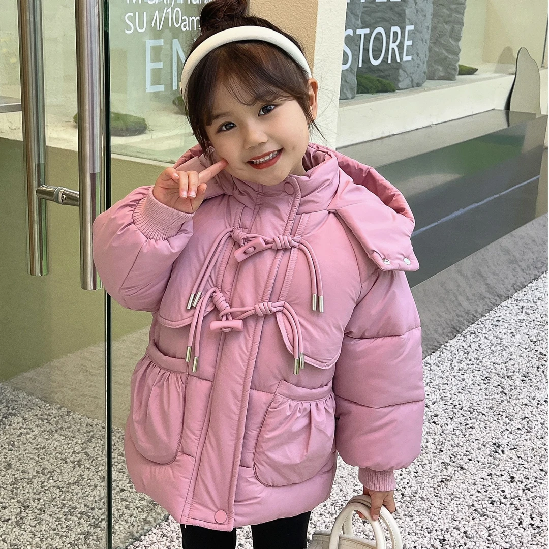 2024冬季新款女童加厚加绒棉衣女孩宝宝棉服儿童洋气保暖连帽韩版