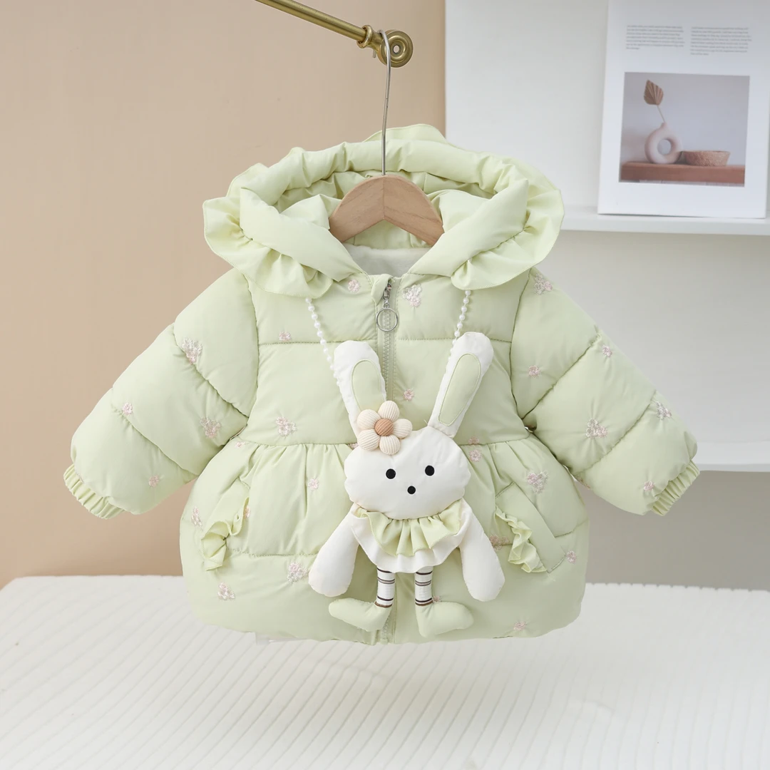 【送兔子】2女宝冬季新款女童加厚加绒棉衣宝宝棉服儿童洋气保暖