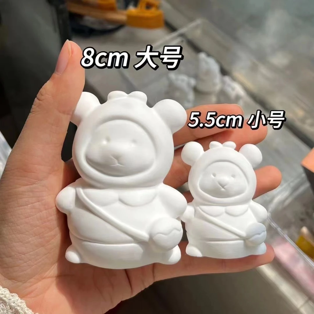 【大号8厘米】3d背包熊石膏娃娃涂色diy儿童手工涂鸦彩绘玩具摆件