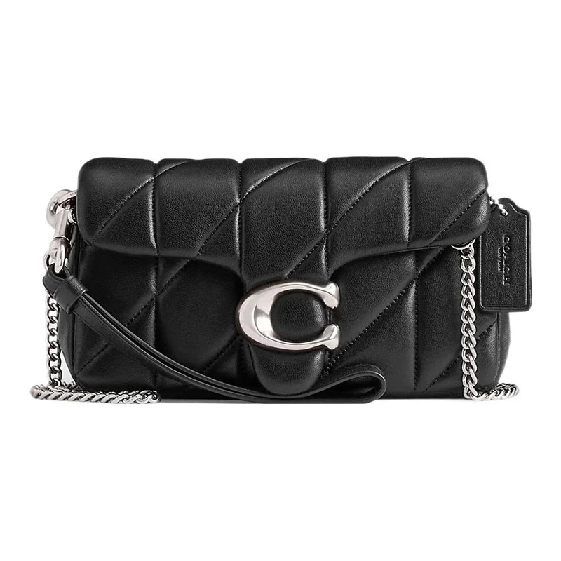 COACH/蔻驰Tabby 18系列logo标识纯色羊皮女款手拿单肩斜挎包