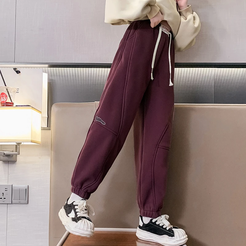 女童休闲长裤子秋冬装加绒时尚洋气2023新款中大儿童装女孩卫裤潮