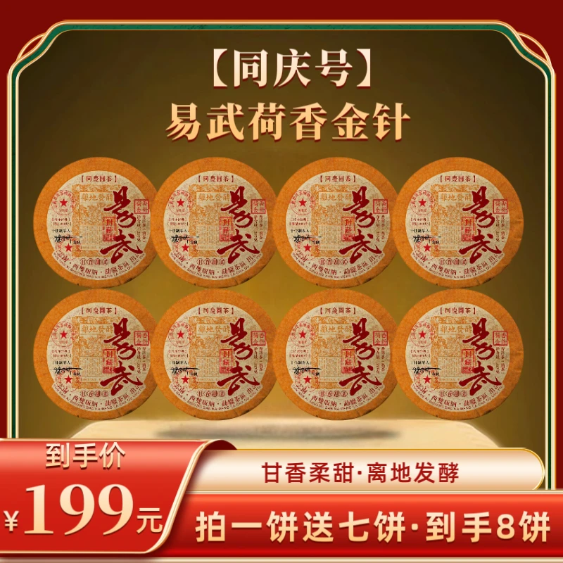 1998年原料同庆号易武荷香金针熟茶   2022年压制    357克*8饼