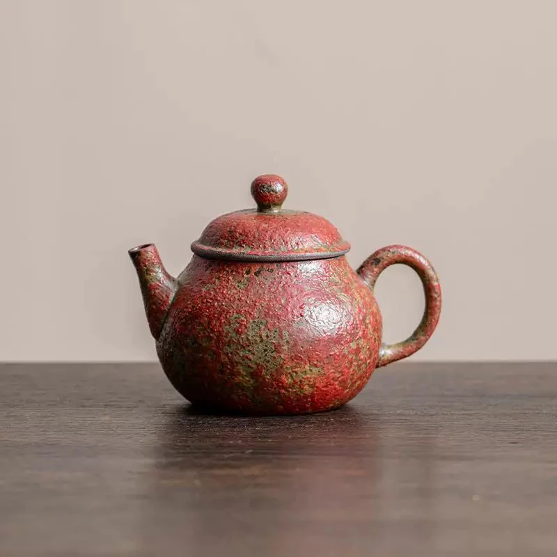 卢大师正品授权手作铁陶万紫千红满山红紫红赤铁釉龙蛋壶