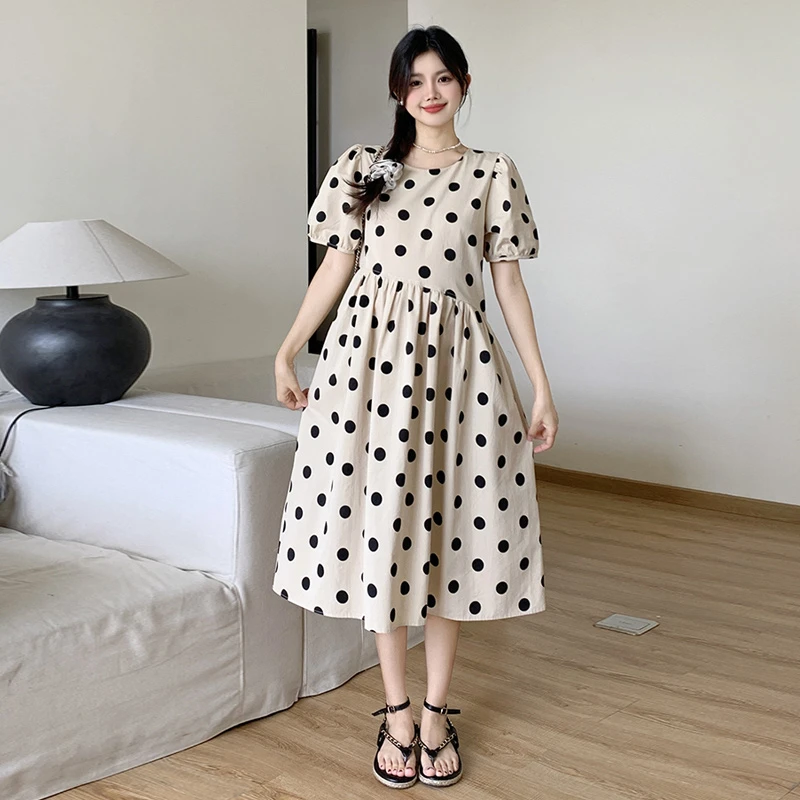孕妇连衣裙2024夏季韩版新款宽松时尚气质减龄波点中长款凉感裙子