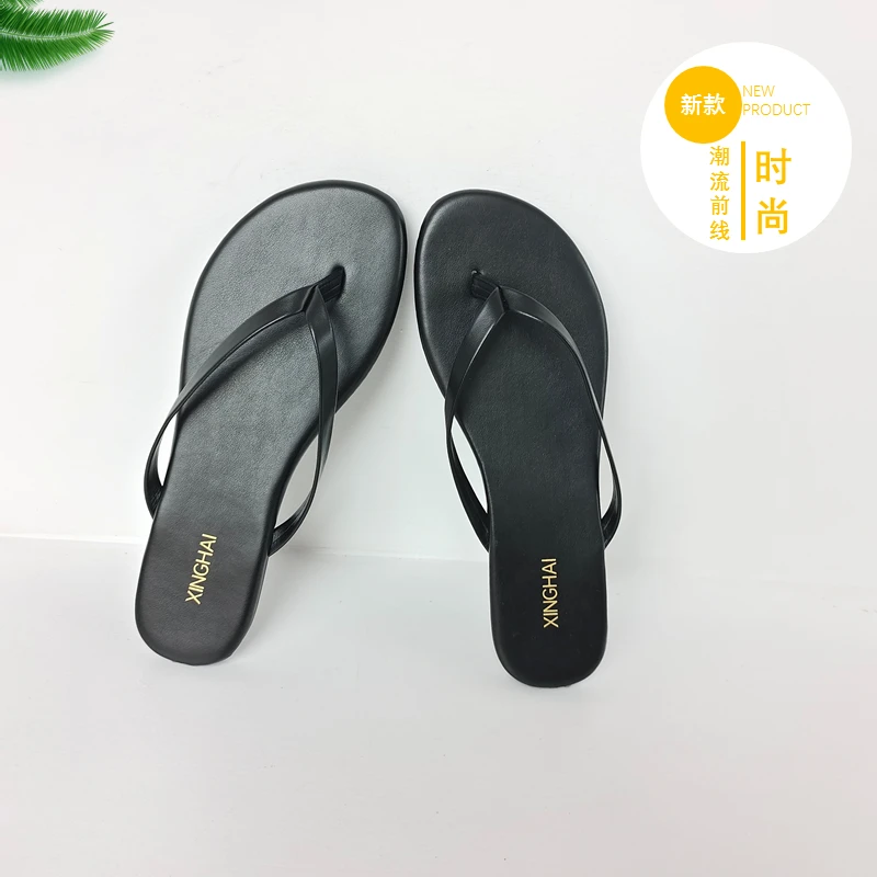 纯色磨砂PU时尚靓丽优雅夏季百搭简约平底女凉鞋