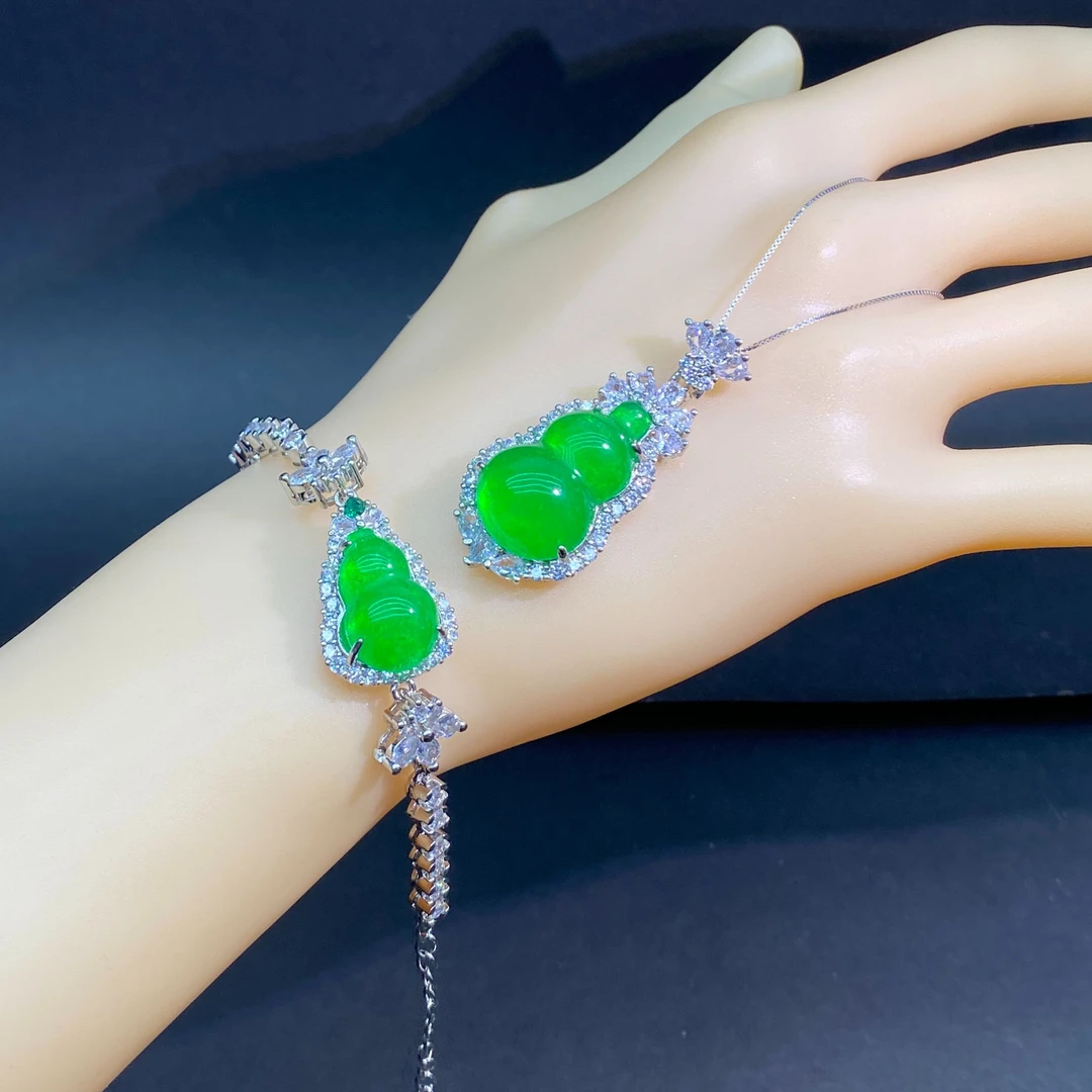 吊坠 葫芦手链吊坠套装冰绿色好满满高级感上档次