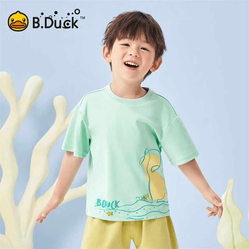 B.Duck小黄鸭儿童短袖T恤夏季男女童新款纯棉圆领上衣 BF2501920